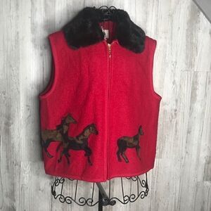 Equine Artwear Wool Horse embroidered Vest XL